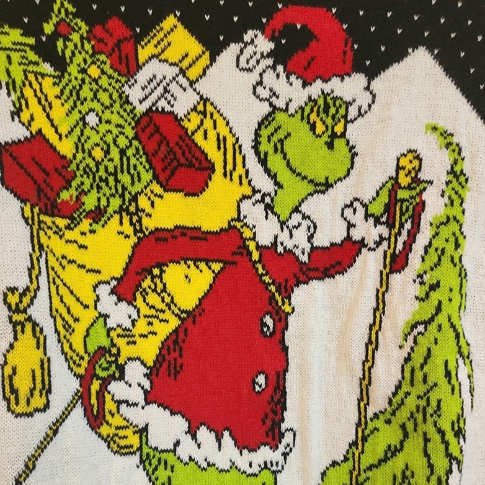 Dr. Seuss Grinch Black and White Grinch Crewneck Sweater - Picture 3 of 5